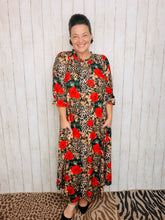 Power On The Day Dress-Leopard & Red Roses