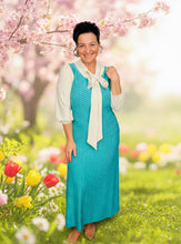 Becky Bow & Honeycomb Dress- Sea Foam & Ivory