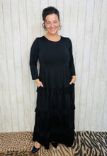 Misty Ruffle Tiered Dress-Black