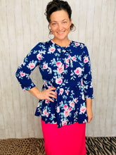 Jordan Tiered Tunic Top- Blue Roses
