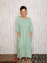 Lillian Striped Dress- Sage