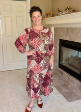 Kara Ruffle Dress- Brown, Pink & Cream