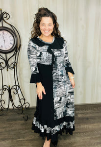 Raquel Black & Abstract Print Dress