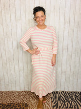 Ribbed Lounge Dress- Pink Striped