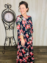 Tonya & Wood Button Dress- Navy Floral