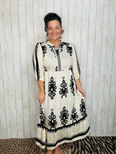 Tara Cream & Black Abstract Print Dress