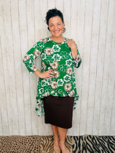 Dramatic High-Low Tunic -Green Floral