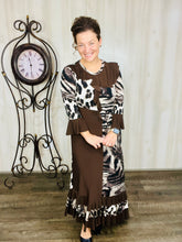 Raquel Ruffles & Chocolate Brown Animal Print Dress