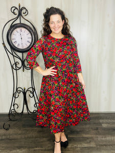 Brenda Red Floral Dress