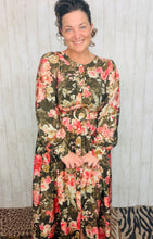 Jessica Green & Floral Belted Dress