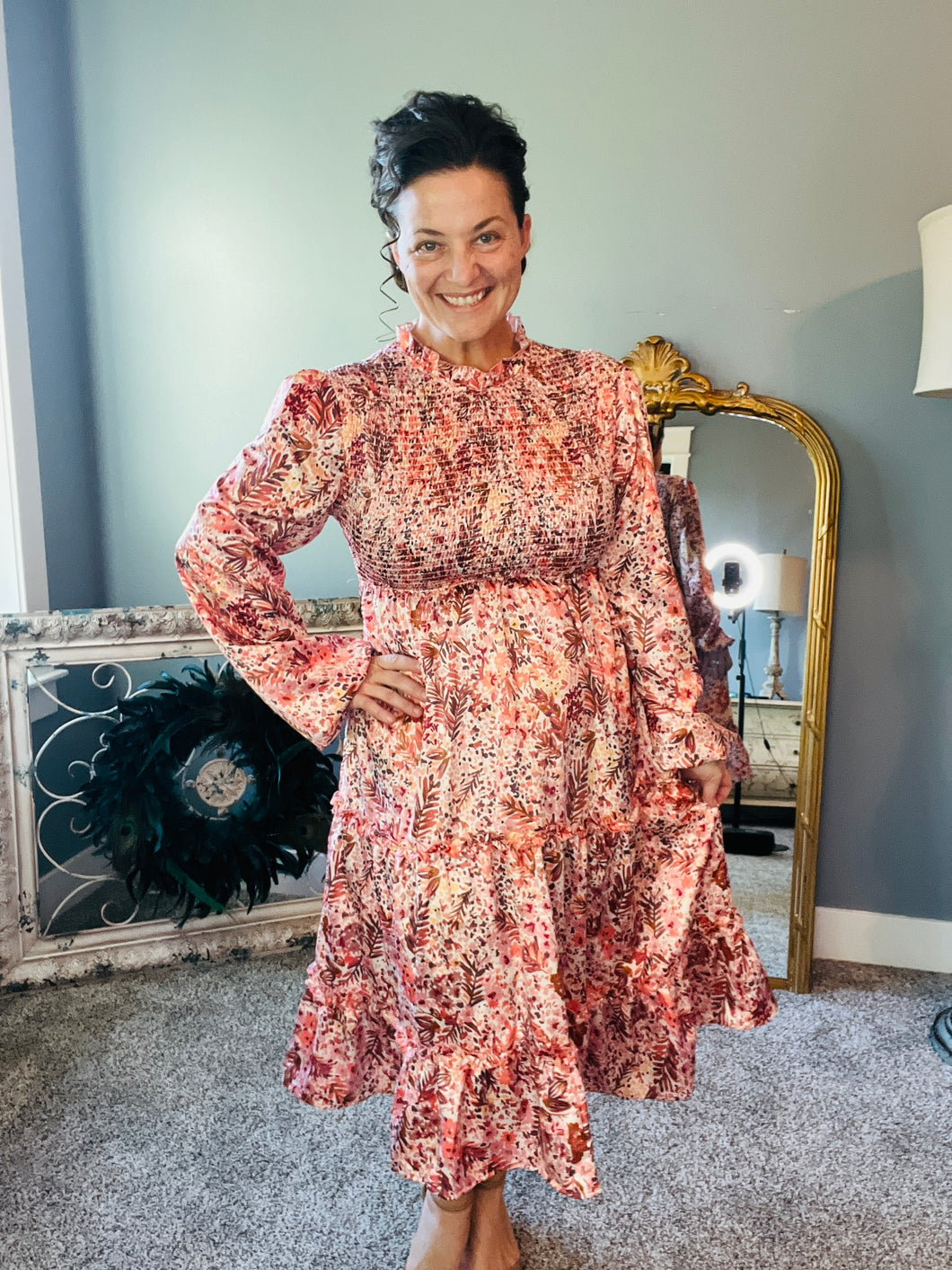 Flouncy Satin Tiered Dress