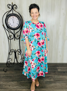 Regina Aqua & Floral Dress