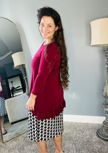 Maggie Double Ruffle High-Low Tunic-Burgundy