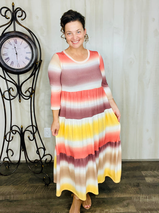 Tonya Tiered Dress- Fall Ombre