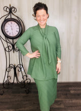 Georgia Olive Tunic- Swiss Dot Material