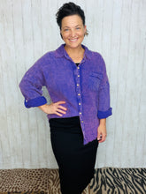 Mineral Washed Button Front Top- Violet