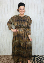 Animal Print & Sequins Belted Dress