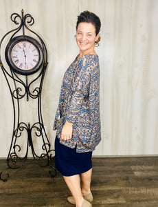 Brown & Navy Aztec Poncho look