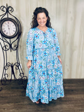 Clara Blue Peony Dress