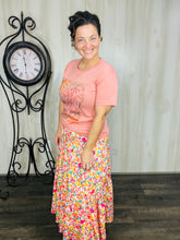 Orange & Floral Maxi Skirt