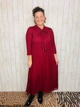 Brenda Bow & Ruffle Burgundy & Gold Dress