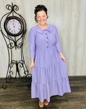 Lavender Honeycomb Buttons & Collar Dress