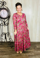 Tonya Tiered Dress- Olive Floral