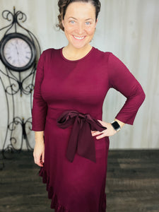 Burgundy & Bow Ruffle Tunic