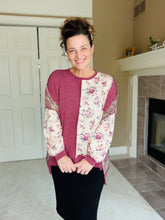 Gina Burgundy & Taupe Knit Pullover