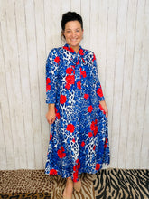 Brenda Bow Navy & Red Roses Dress