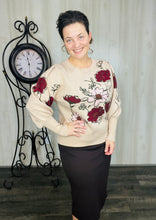 Julia Fashion Sweater- Burgundy Floral
