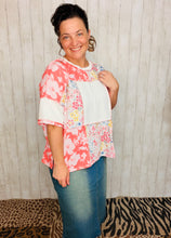 Coral & Ivory Patchwork Top