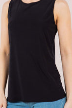 Wide Shoulder Sleeveless Layering Tank- Black