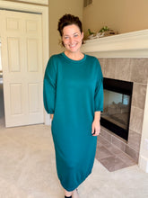 Oh So Comfy Sweatshirt Dress-Hunter Green