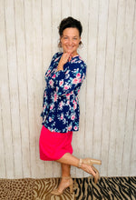 Jordan Tiered Tunic Top- Blue Roses