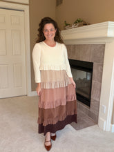 Misty Ruffle Tiered Dress-Cream & Taupe