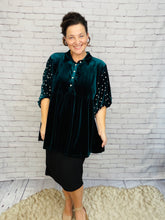 Velvet & Pearl Tunic Style- Black, Hunter Green or Navy
