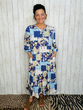 Cassie Marie Tiered Boho Style Dress-Navy Patchwork