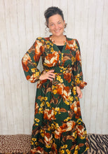 Natasha Smocked Waist Dress- Hunter Green Floral
