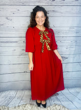 Sonja Leopard Bow Dress-Red