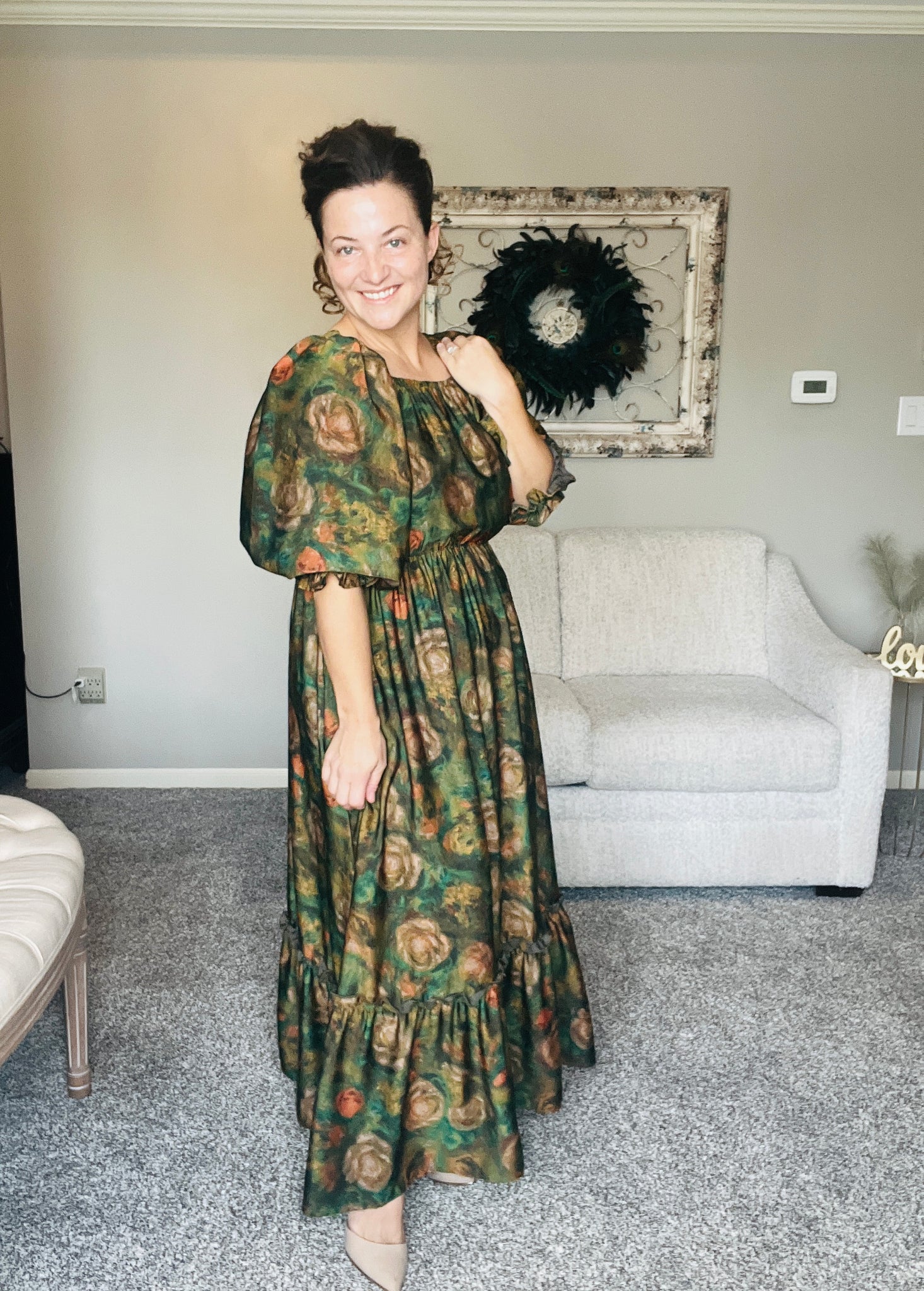 Lovely In Green- Modest Square Neckline Dress The King's Daughter Boutique Lovely In Green- Modest Square Neckline Dress The King's Daughter Boutique
