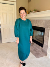 Oh So Comfy Sweatshirt Dress-Hunter Green
