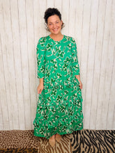 Misty Ruffle Tiered Dress-Green Floral