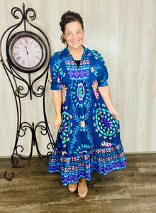 Melissa Mixed Print Dress- Pink Mix or Navy Mix