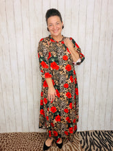 Power On The Day Dress-Leopard & Red Roses