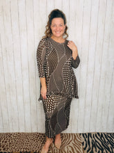 Samantha Ruffle High Low Tunic-Brown Dot & Abstract