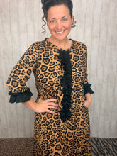 Janice Leopard Dress With Black Ruffles