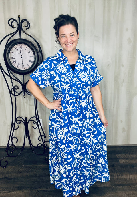 Boho Summer Vibes Dress- Blue