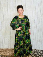 Lovely In Black & Floral- Modest Square Neckline Dress