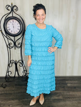 Classy & Ruffles Turquoise Dress